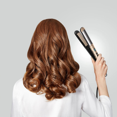 Rowenta Випрямляч Glam & Shine 2в1, темп.режимів-8, 140-210С, дисплей, кераміка, золотий