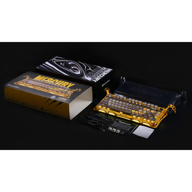 GravaStar x Kailh Speedy Клавіатура механічна Mercury K1 Pro 80keys, Mint, BT/WL/USB, жовтий