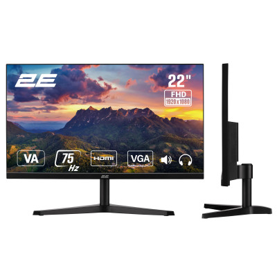 2E Монітор 21.5" A2222B D-Sub, HDMI, MM, VA, 75Hz
