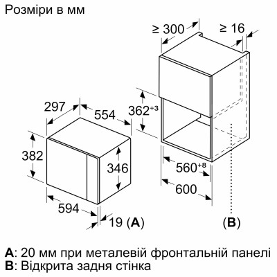 Bosch Мікрохвильова піч Bosch вбудована, 20л, електр. керув., 800Вт, дисплей, чорний/нержавіюча сталь