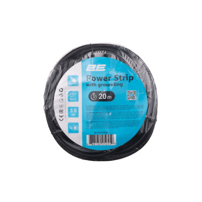 2E Мережевий подовжувач 1XSchuko, 3G*1.5мм, 20м, black
