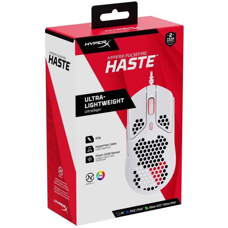 HyperX Миша Pulsefire Haste USB, White/Pink