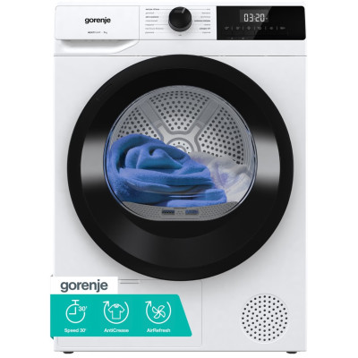 Gorenje Сушильна машина Gorenje тепловий насос, 7кг, A+, 51см, дисплей, 15 програм, білий