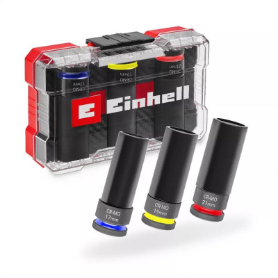 Einhell Набір ударних торцевих головок 80мм 1/2" 3шт кейс 0.78кг