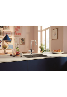 Grohe Змішувач для кухні Blue Pure Start, довж.виливу - 223мм, поворотний, 1+1 фільтр, хром