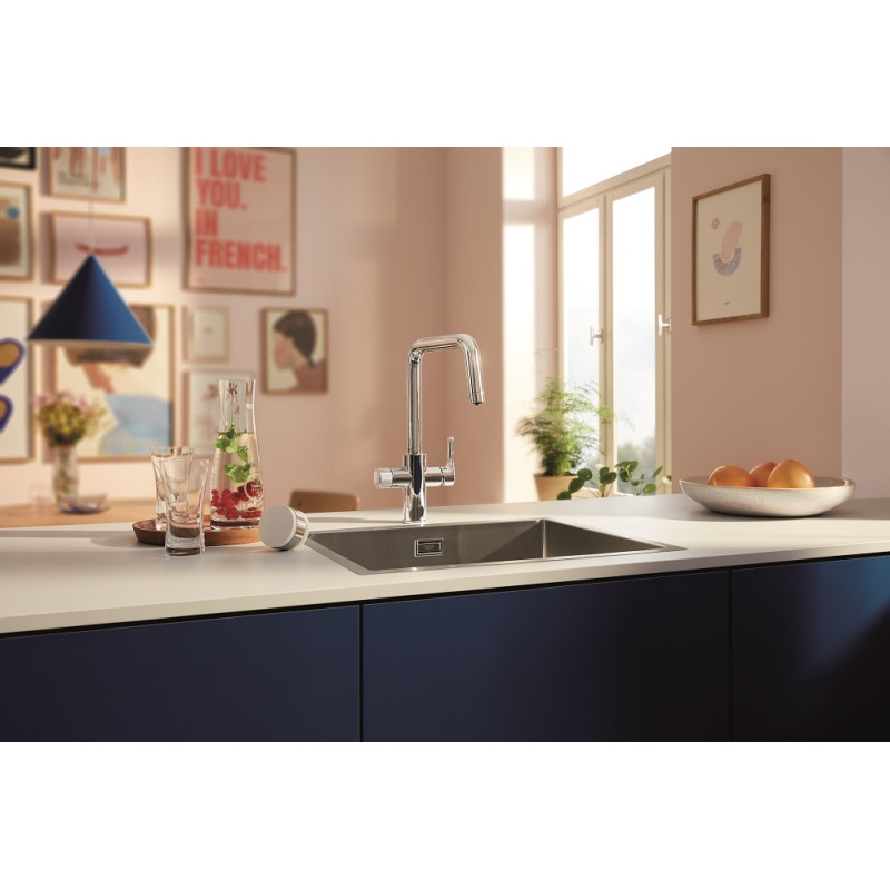 Grohe Змішувач для кухні Blue Pure Start, довж.виливу - 223мм, поворотний, 1+1 фильтр, хром