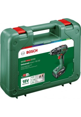 Bosch Шурупокрут-дриль акумуляторний UniversalImpact 18V-60 18В 1х2А·год 60Нм 0-500·0-1900об·хв кейс ЗП 1.3кг