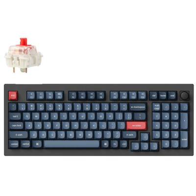 Keychron Клавіатура механічна V5 Max 100Key, Gateron Jupiter Red, Knob, WL/BT/USB-A, Hot-Swap, QMK, EN/UKR, RGB, чорний