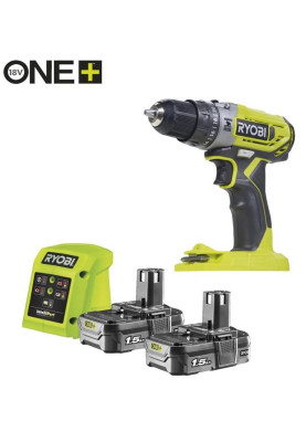 Ryobi Шурупокрут-дриль ударний акумуляторний ONE+ R18PD2-215G 18В 1х1.5А·год ЗП 40Нм 400·1350об·хв 1кг
