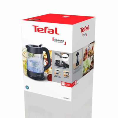 Tefal Електрочайник Tefal Morning Glass Kettle, 1.7л, скло, з підсвіткою, чорний