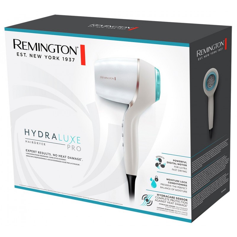 Remington Фен HYDRAluxe PRO, 2200Вт, 3 режими, дифузор, іоніз-я, хол. обдув, білий