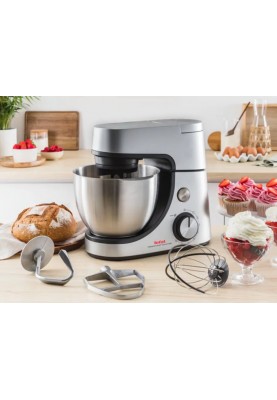 Tefal Кухонна машина Masterchef Gourmet 1100Вт, чаша-нержавіюча сталь, корпус-метал, насадок-6, сірий