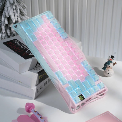 GravaStar Клавіатура механічна GravaStar Mercury K1 Lite 80keys, GravaStar x BSUN Grey, BT/WL/USB, Lumen Rose
