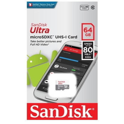 SanDisk Карта пам'яті microSD 64GB C10 UHS-I R100MB/s Ultra