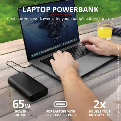 Trust Портативний зарядний пристрій Laro 65W USB-C 20.000 mAh for laptop Black Trust Портативний зарядний пристрій Laro 65W USB-C 20.000 mAh for laptop Black