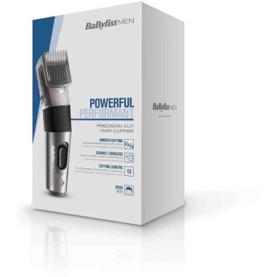 BaByliss Машинка для стриження, мережа+акум., вібраційний мотор, насадок-1, кейс, сталь, сірий