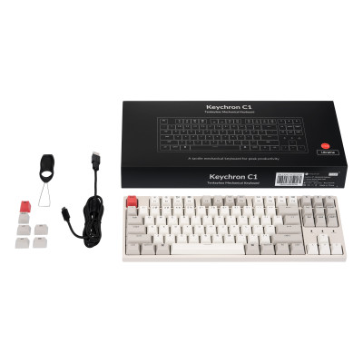 Keychron Клавіатура механічна C1 87Key, Gateron G pro Blue, USB-A, EN/UKR, No Led, Сірий