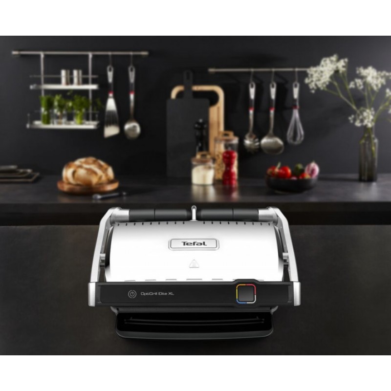 Tefal Гриль прижимний OptiGrill Elite XL 2200Вт, темп. режимів-16, з`ємні пластини, метал