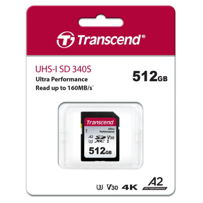 Transcend Карта пам'яті  SD 512GB C10 UHS-I U3 A2 R160/W90MB/s 4K