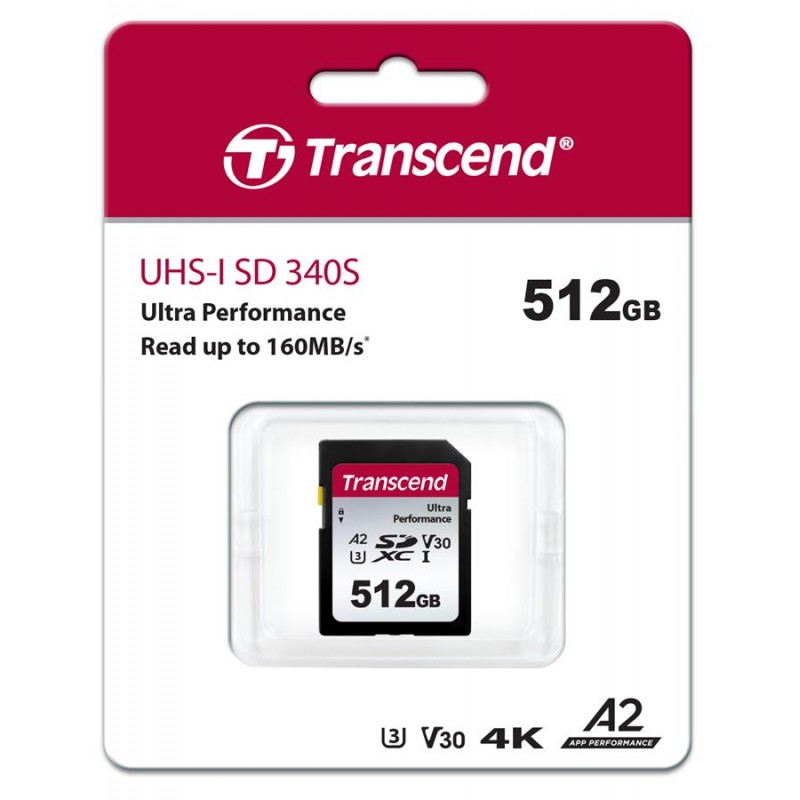 Transcend Карта пам'яті  SD 512GB C10 UHS-I U3 A2 R160/W90MB/s 4K