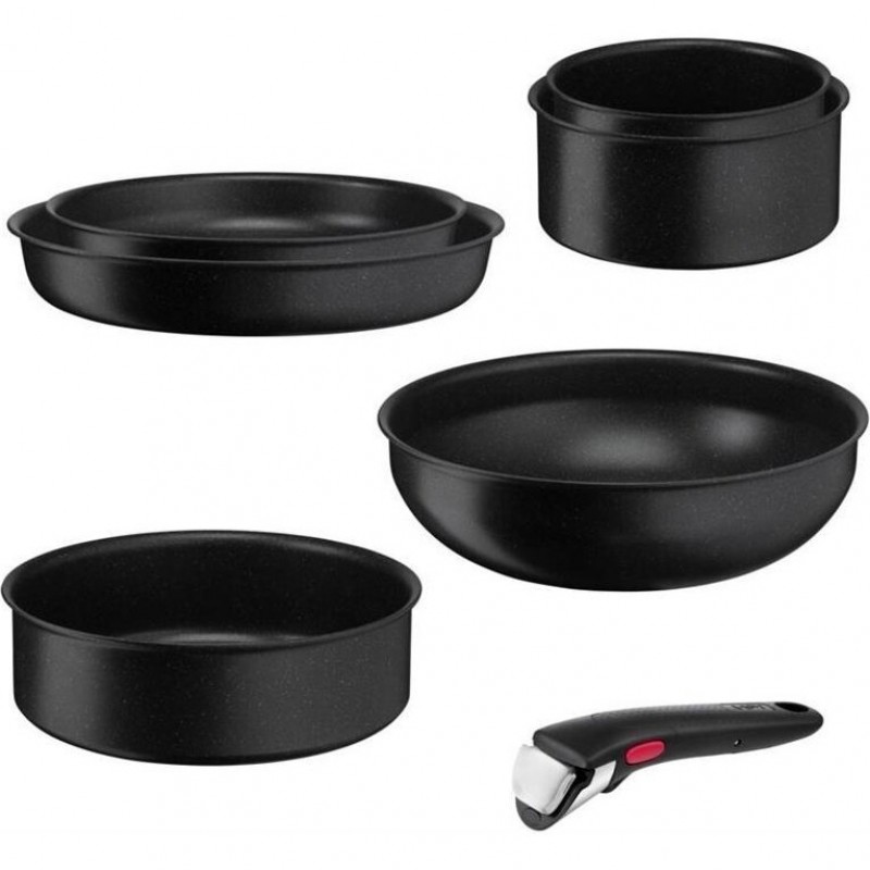 Tefal Набір посуду Ingenio Black Stone, змінна ручка, 7предметів, алюміній, бакеліт, чорний