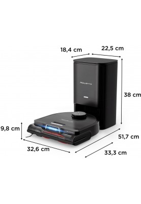 Rowenta Робот-пилосос миючий X-Plorer Serie 240+ AI Animal & Allergy, 8000ПаВт, h=9.7см, 0.22л, конт пилок -0.35л, автон. робота до 120хв, чорний