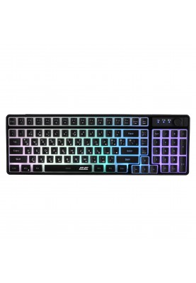 2E Gaming Клавіатура мембранна KG390 100key, USB-A/WL/BT, EN/UA, RGB, чорний