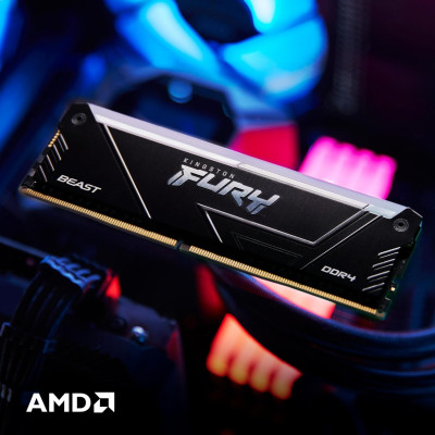 Kingston Пам'ять ПК Kingston DDR4 32GB KIT (16GBx2) 3200 FURY Beast RGB Kingston Пам'ять ПК Kingston DDR4 32GB KIT (16GBx2) 3200 FURY Beast RGB