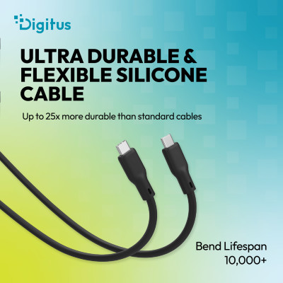 Digitus Кабель DIGITUS USB-C > USB-C заряджання/синхронізації, USB4 2.0, 80G, 240W, 16K, силіконовий, 0.5м, чорний