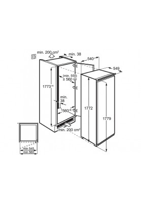 Electrolux Холодильна камера вбудована, 177x55х55, 310л, А++, ST, дисплей, білий