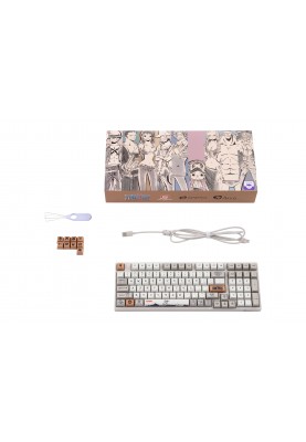 Akko Клавіатура механічна 3098S One Piece Calligraphy 98Key, CS Jelly White, USB-A, Hot-swappable, EN/UKR, RGB, Сірий