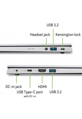 Acer Ноутбук Extensa EX215-34 15.6" FHD IPS, Intel P N200, 8GB, F512GB, UMA, Lin, сріблястий