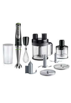 Braun Блендер заглибний MultiQuick 9, 1200Вт, чаша-600мл, винчик, міні-подріб.,терка, ніж для льоду, чорно-срібний