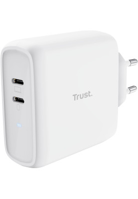 Trust Зарядне пристрій мережевий Maxo 65Вт, 2xUSB-C PD, білий