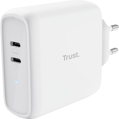 Trust Зарядне пристрій мережевий Maxo 65Вт, 2xUSB-C PD, білий