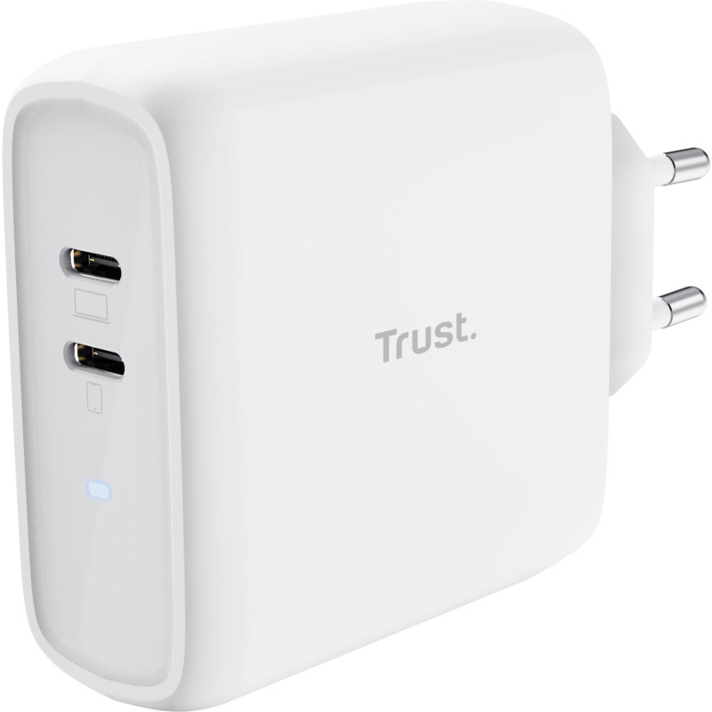 Trust Зарядний пристрій мережевий Maxo 65Вт, 2xUSB-C PD, білий