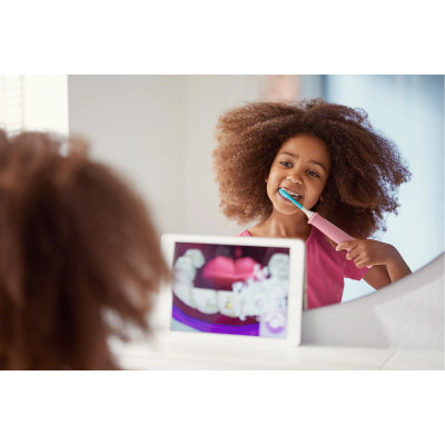 Philips Щітка зубна електр., Sonicare For Kids, для дітей, 62т. колів/хв, насадок-2, Bluetooth, розовий
