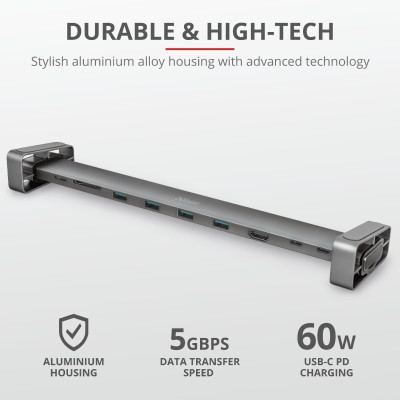 Trust Dalyx Aluminium 10-in-1 USB-C Multi-port Dock