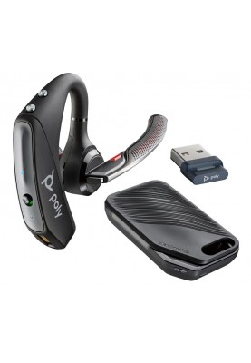 Poly Гарнітура комп'ютерна моно In-ear Voyager 5200 з адаптером BT700, USB-A, Bluetooth, всеспрямований, Acoustic fence, чорний