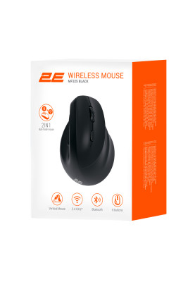 2E Миша MF325 Silent, WL/BT, вертикальна, чорний