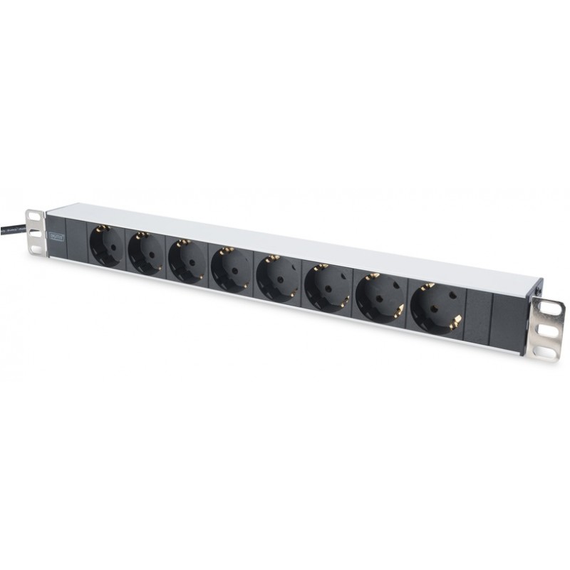 Digitus Блок розеток 1U, 8xSchuko, 16A, 250V, вилка Schuko