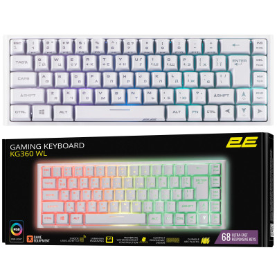 2E Gaming Клавіатура ігрова KG360 RGB 68key WL White Ukr