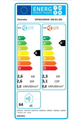Electrolux Кондиціонер мобільний Comfort 600 25м2 on/off 9000BTU 2.6 кВт A/A+ Wi-Fi R290 білий