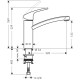 Hansgrohe Змішувач для кухні Focus, довж.виливу - 220мм, поворотний, 1важіль, KM160, сталь