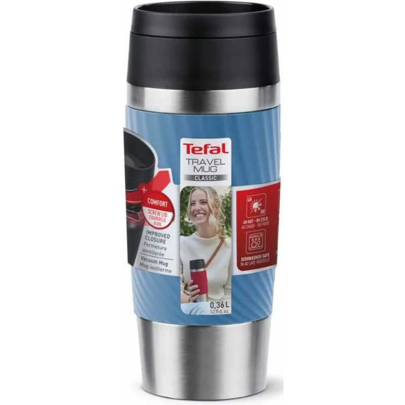 Tefal Термочашка Travel Mug Classic Twist, 360мл, нержавіюча сталь, блакитний