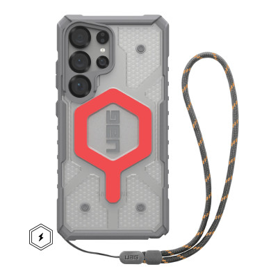 UAG Чохол+ремінець для Samsung Galaxy S25 Ultra, Pathfinder Clear with Magnet Bundle, Active Lava Lanyard