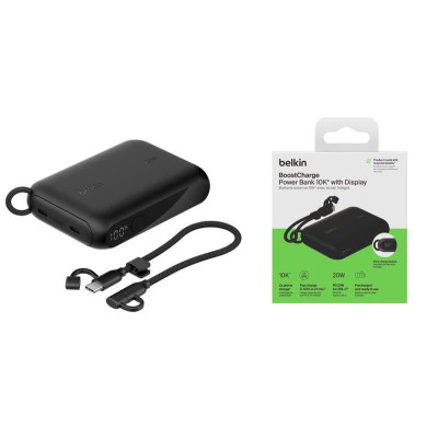 Belkin Акумулятор портативний літій-іонний Power Bank 10000мА·рік, 20Вт, з дисплеєм, чорний