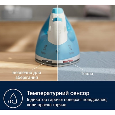 Electrolux Утюг, 2300Вт, 250мл, паровий удар 110гр, керам. підошва, синє-білий