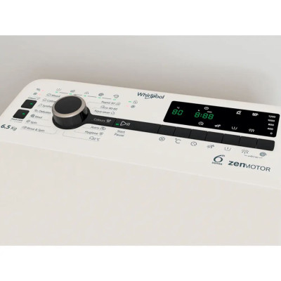 Whirlpool Пральна машина Whirlpool вертикальна, 6,5кг, 1200, С, 60см, дисплей, інвертор, білий Whirlpool Пральна машина Whirlpool вертикальна, 6,5кг, 1200, С, 60см, дисплей, інвертор, білий