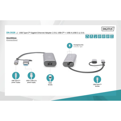 Digitus Адаптер USB-C/USB 3.0 - 2.5 Gbps Ethernet